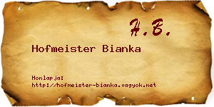 Hofmeister Bianka névjegykártya